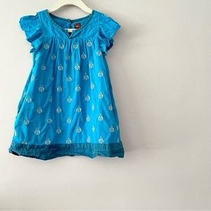 Tea Collection sz 4 jewel tone blue and silver India inspired dress with pockets